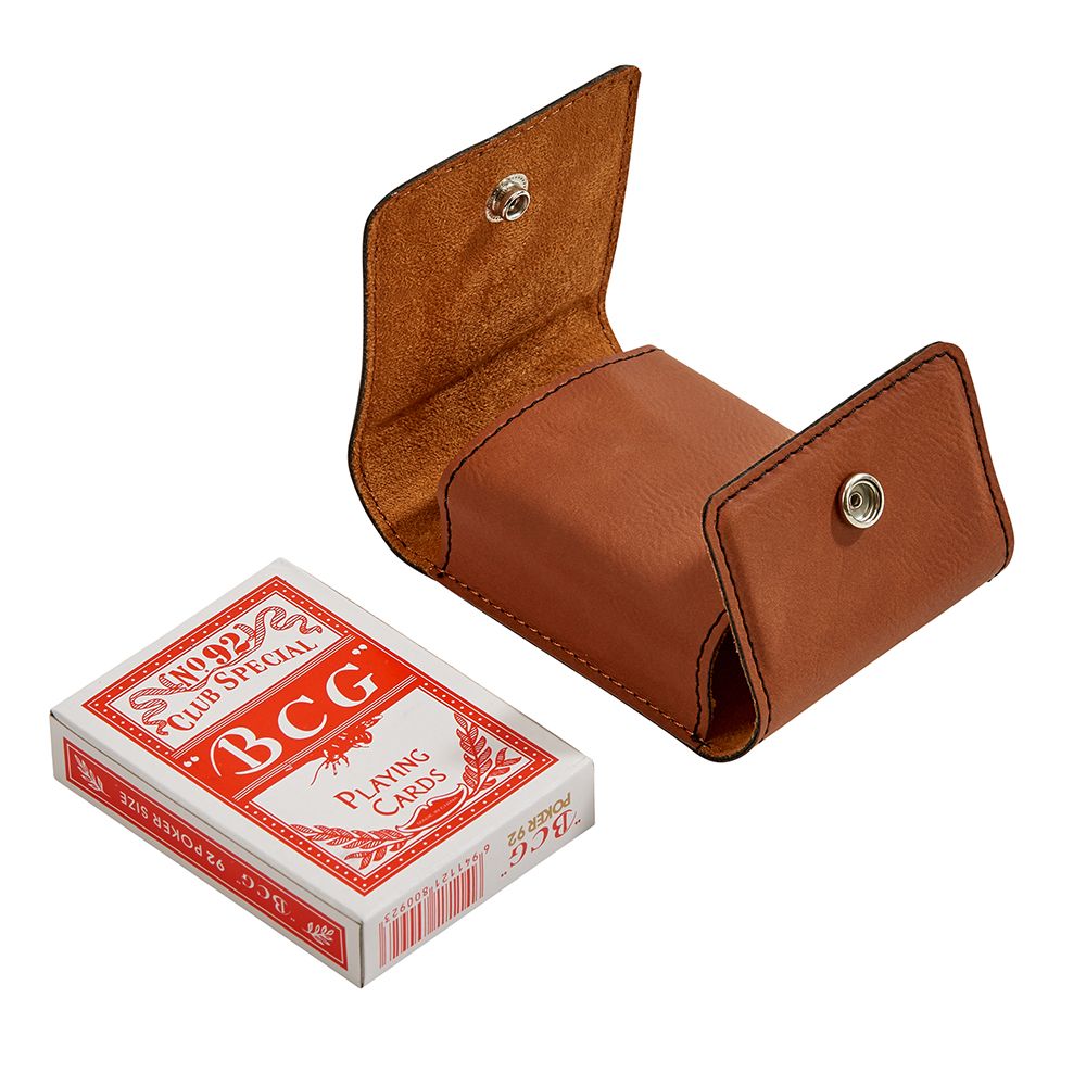 Leatherette Playing Cards Case, Caramel 3.75"