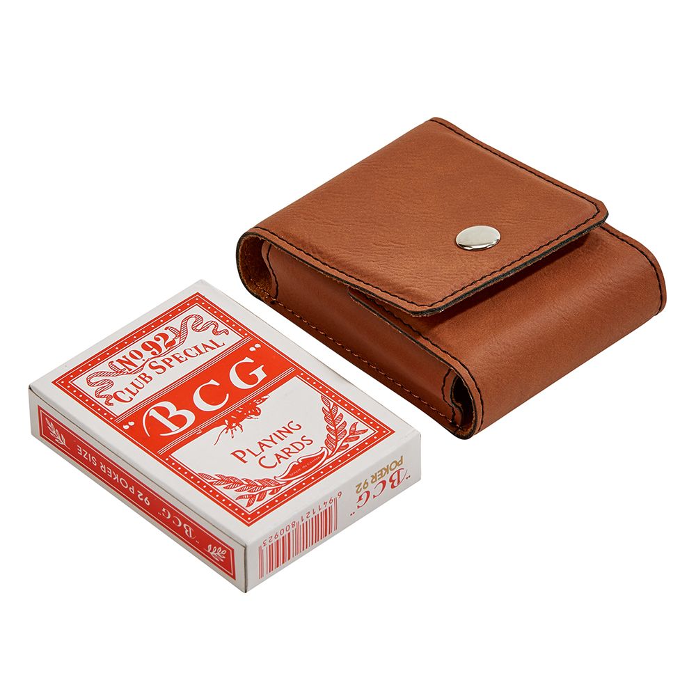 Leatherette Playing Cards Case, Caramel 3.75"